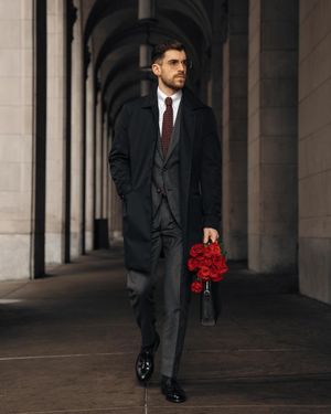 Charcoal Grey Suit with Black Overcoat