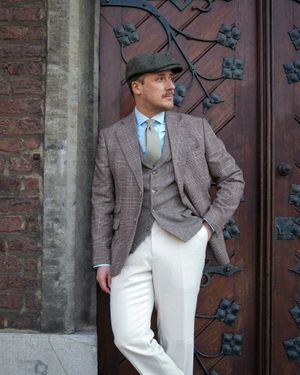 plaid-blazer-tweed-vest-ivory-trousers