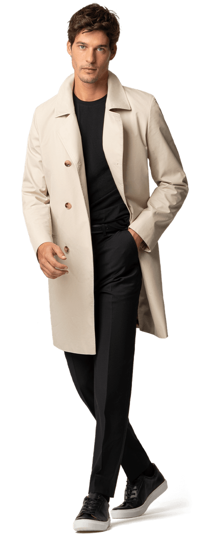 Beige double-breasted trench coat