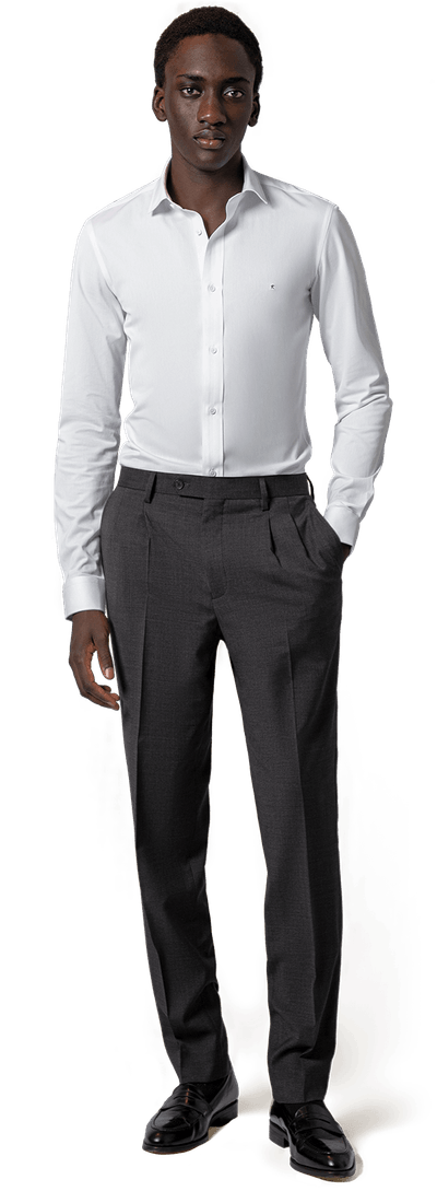 Stretch charcoal double pleat year-round Trousers