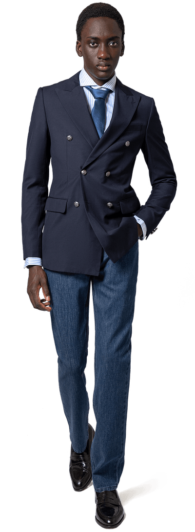 Blue water-resistant double-breasted Jacket