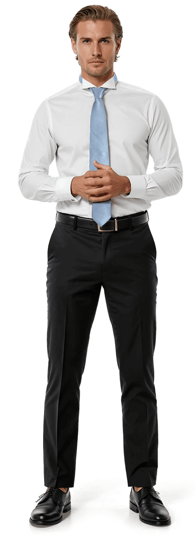 Stain-resistant white twill wing tip collar Black Tie stretch Shirt