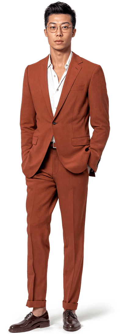Terracotta unlined linen Suit