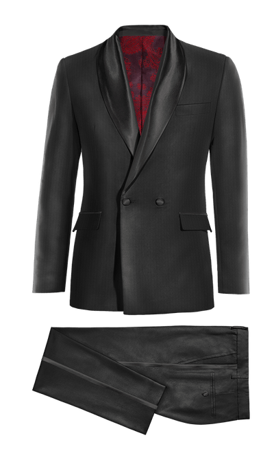 Black 2 buttons double-breasted shimmer Tuxedo