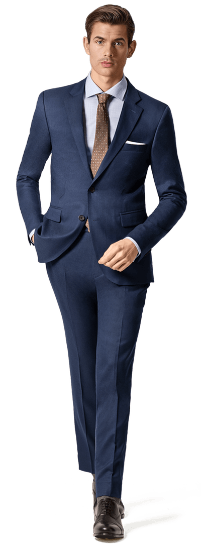 Navy blue linen limited edition Suit with pocket square